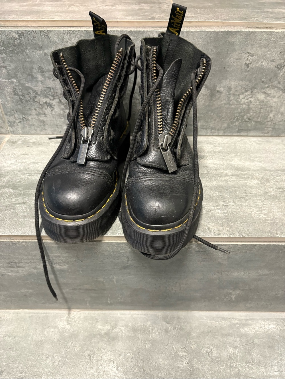 Dr. Martens Black Sinclair Milled Nappa Leather Platform Boots Women Size 6